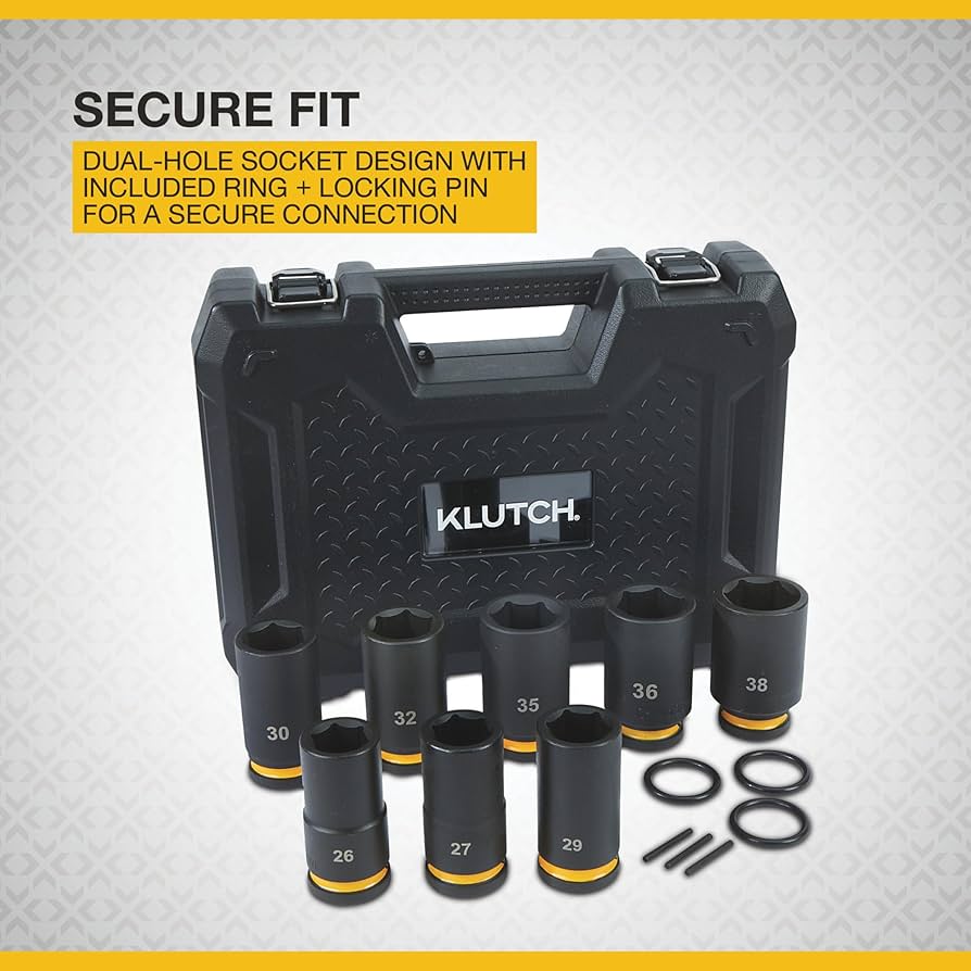 Klutch 3/4in.-Drive Deep Impact Socket Set, 8 Pcs., Metric
